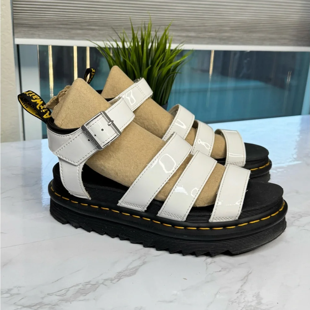 Dr. Martens Blaire White Patent Leather Gladiator Sandals Size‎ 7 US Chunky